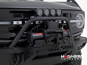 Ford Bronco Front Bumper Guard - Safari Bar - OE Modular Bumper - Rough Country - w/ 4x 3in Osram Wide Angle Lights Ford Bronco Front Bumper Guard - Safari Bar - OE Modular Bumper - Rough Country - w/ 4x 3in Osram Wide Angle Lights